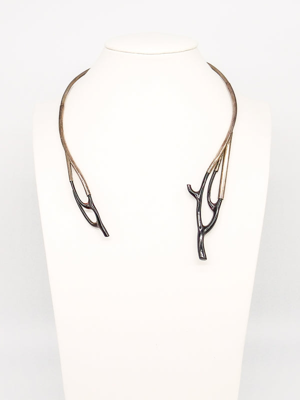 Sterling and Black Coral Collar Necklace Jewelry arcadeshops.com