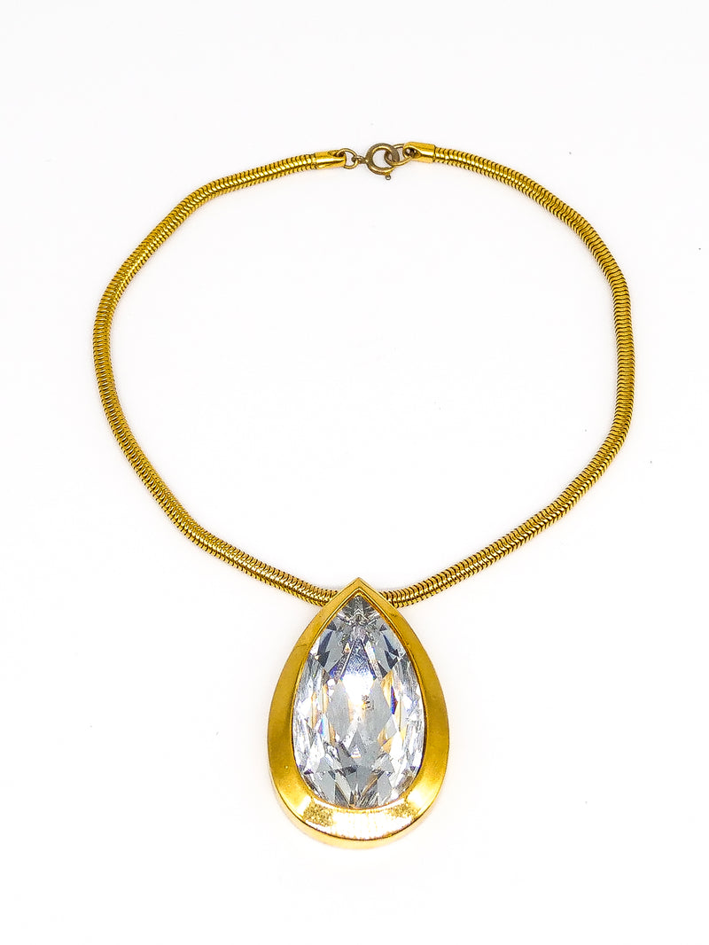 Lanvin Teardrop Crystal Pendant Necklace Jewelry arcadeshops.com