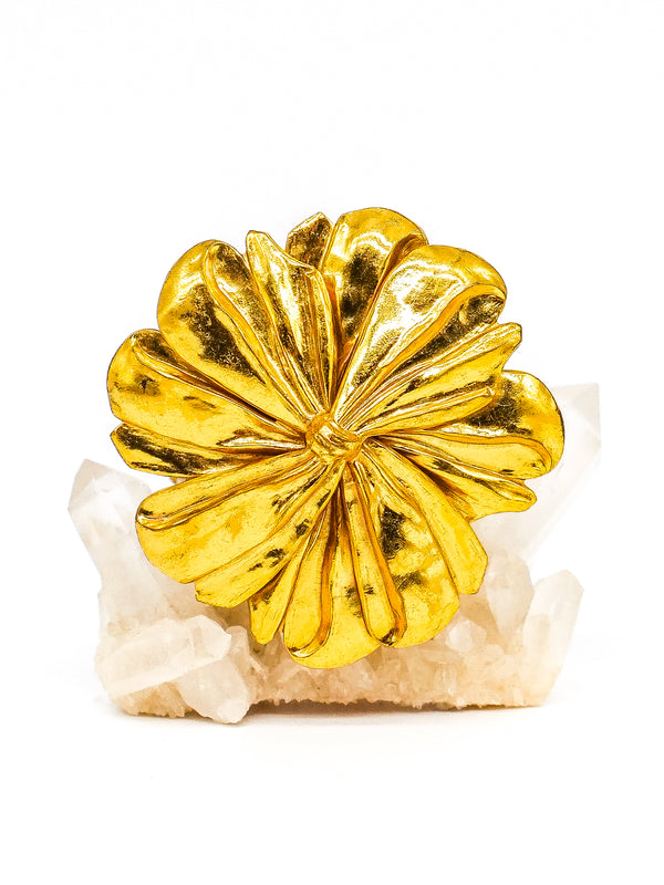 Goldtone Flower Cuff Bracelet Jewelry arcadeshops.com