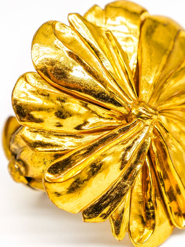 Goldtone Flower Cuff Bracelet Jewelry arcadeshops.com