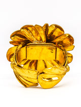 Goldtone Flower Cuff Bracelet Jewelry arcadeshops.com