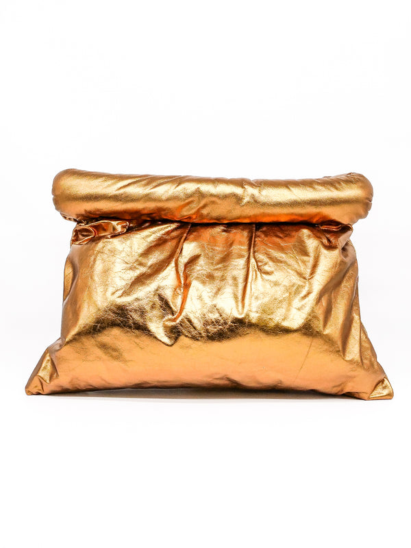 Copper Leather Paperbag Clutch Accessory arcadeshops.com