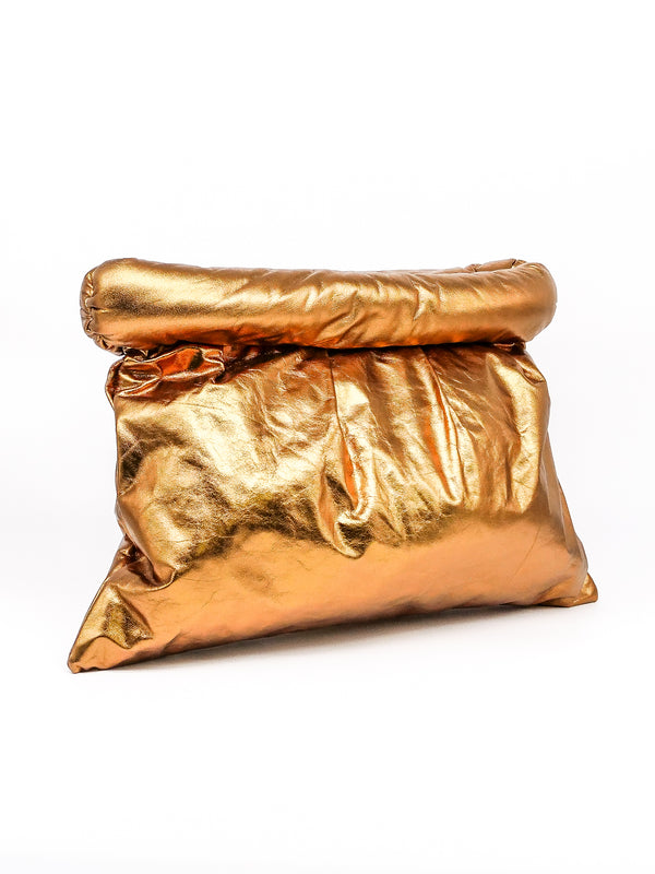 Copper Leather Paperbag Clutch Accessory arcadeshops.com