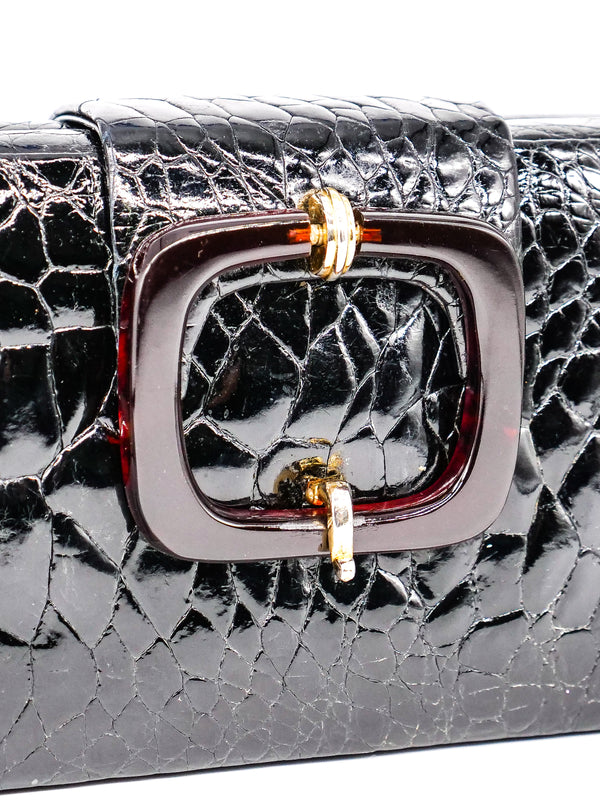 1960's Croc Embossed Box Clutch Accessory arcadeshops.com