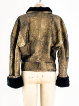 Krizia Gold Shearling Jacket Outerwear arcadeshops.com