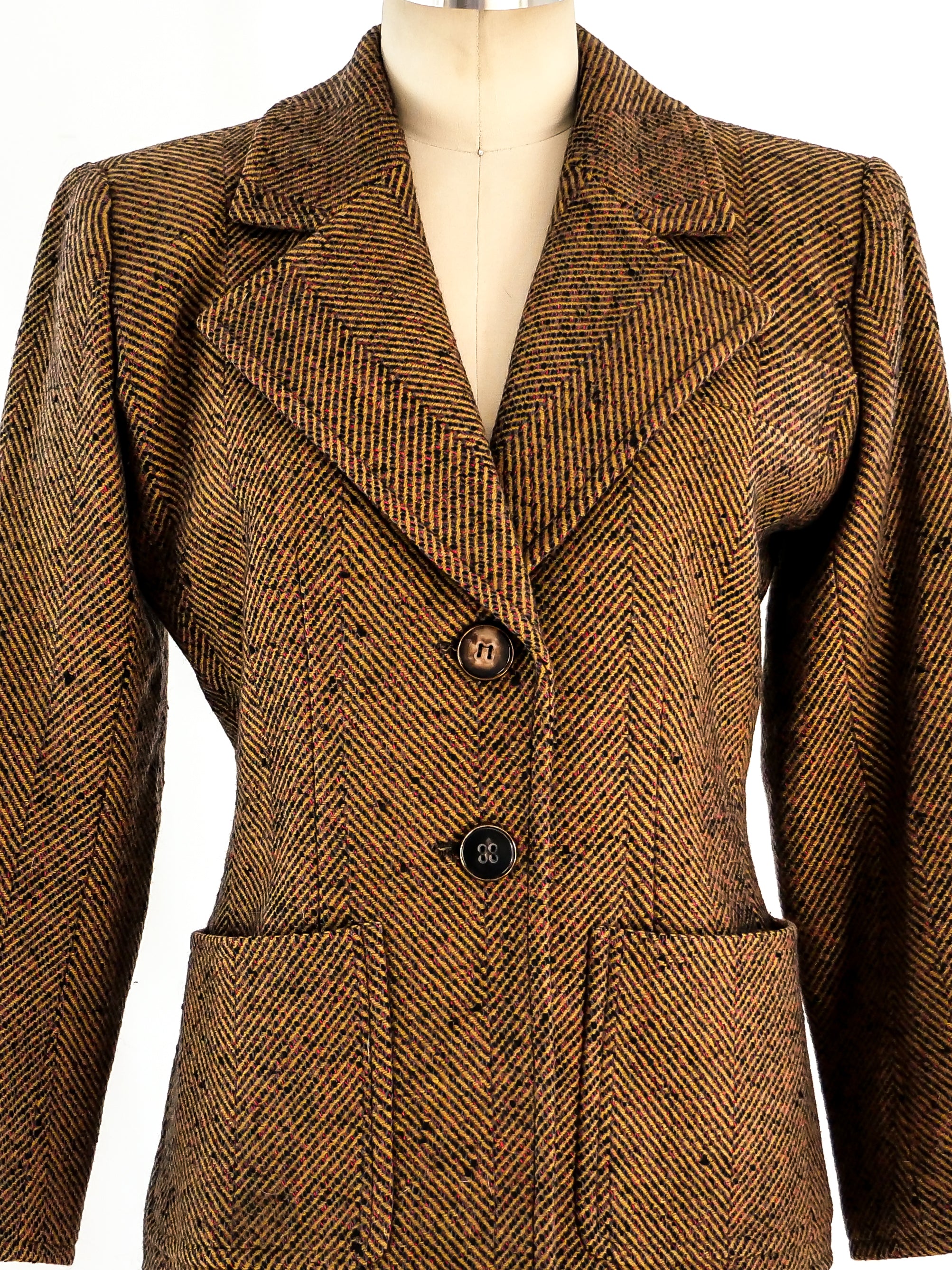 ジャケット・アウター YVES SAINT LAUENT Tweed Coat Vintage Vintage Yves Saint Laurent Men's Button Front Tweed Suit