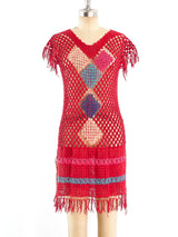 Open Crochet Red Dress Dress arcadeshops.com
