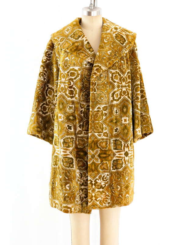 1960's Olive Tapestry Carpet Coat Jacket arcadeshops.com