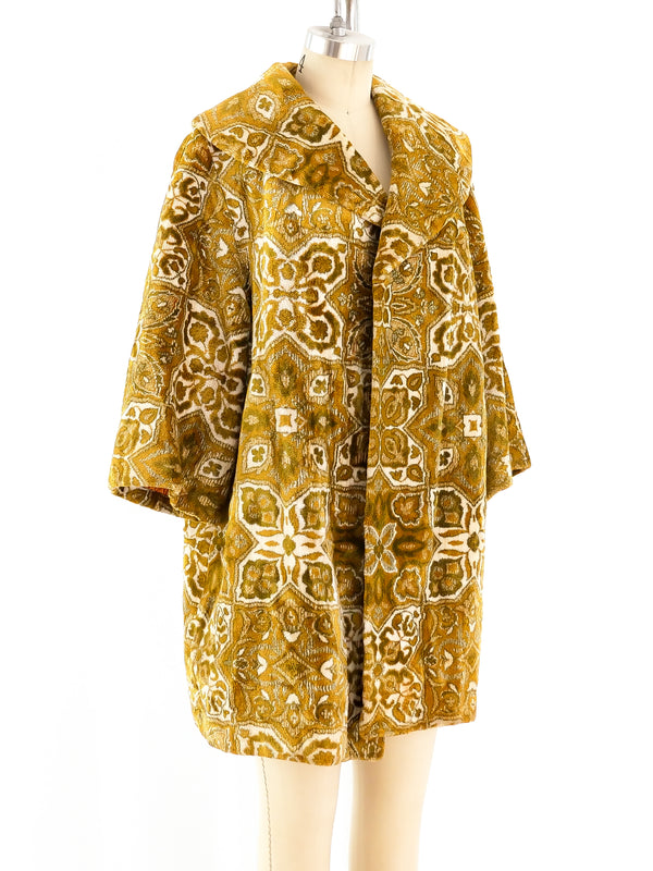 1960's Olive Tapestry Carpet Coat Jacket arcadeshops.com