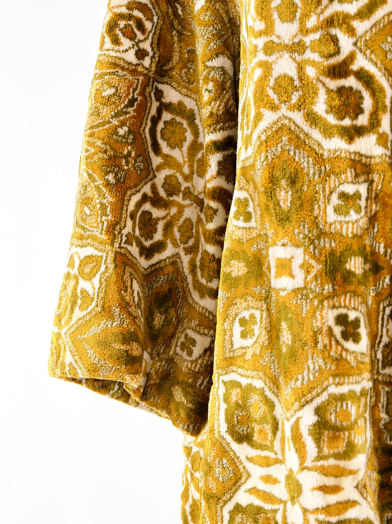 1960's Olive Tapestry Carpet Coat Jacket arcadeshops.com