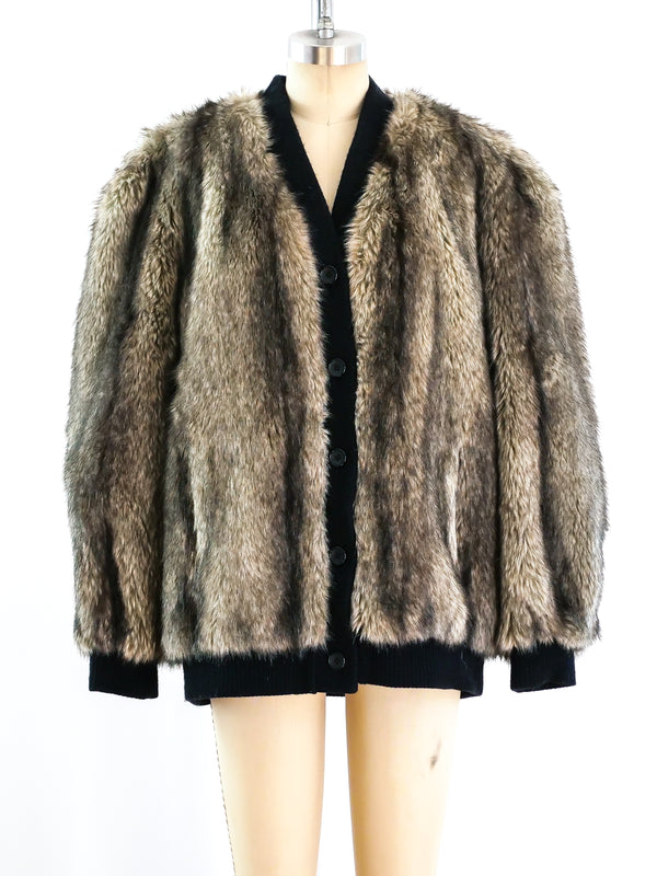 Faux Fur Cardigan Jacket arcadeshops.com