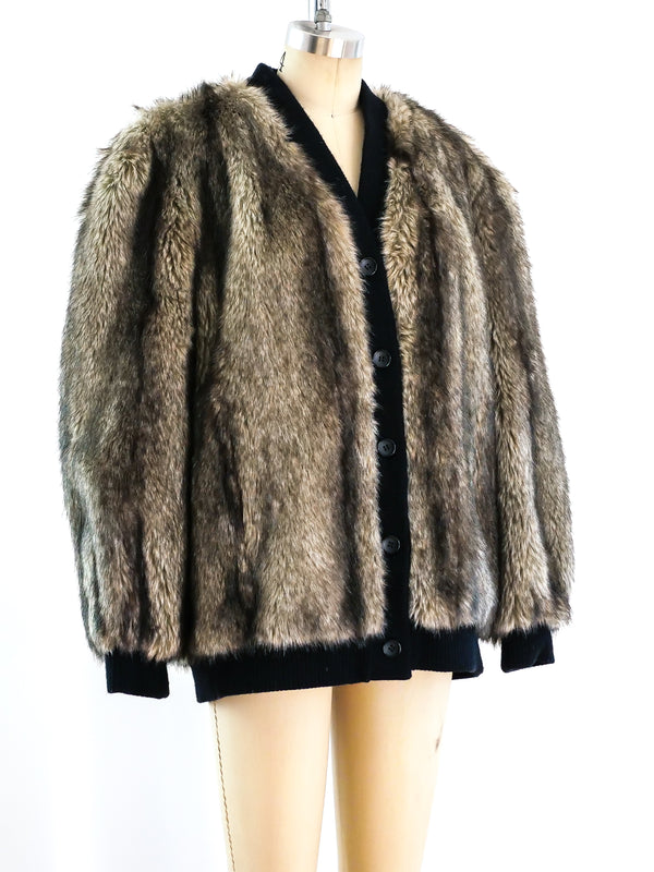 Faux Fur Cardigan Jacket arcadeshops.com