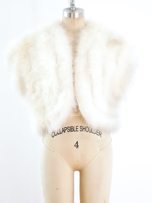 Ivory Marabou Feather Sleeveless Jacket Jacket arcadeshops.com