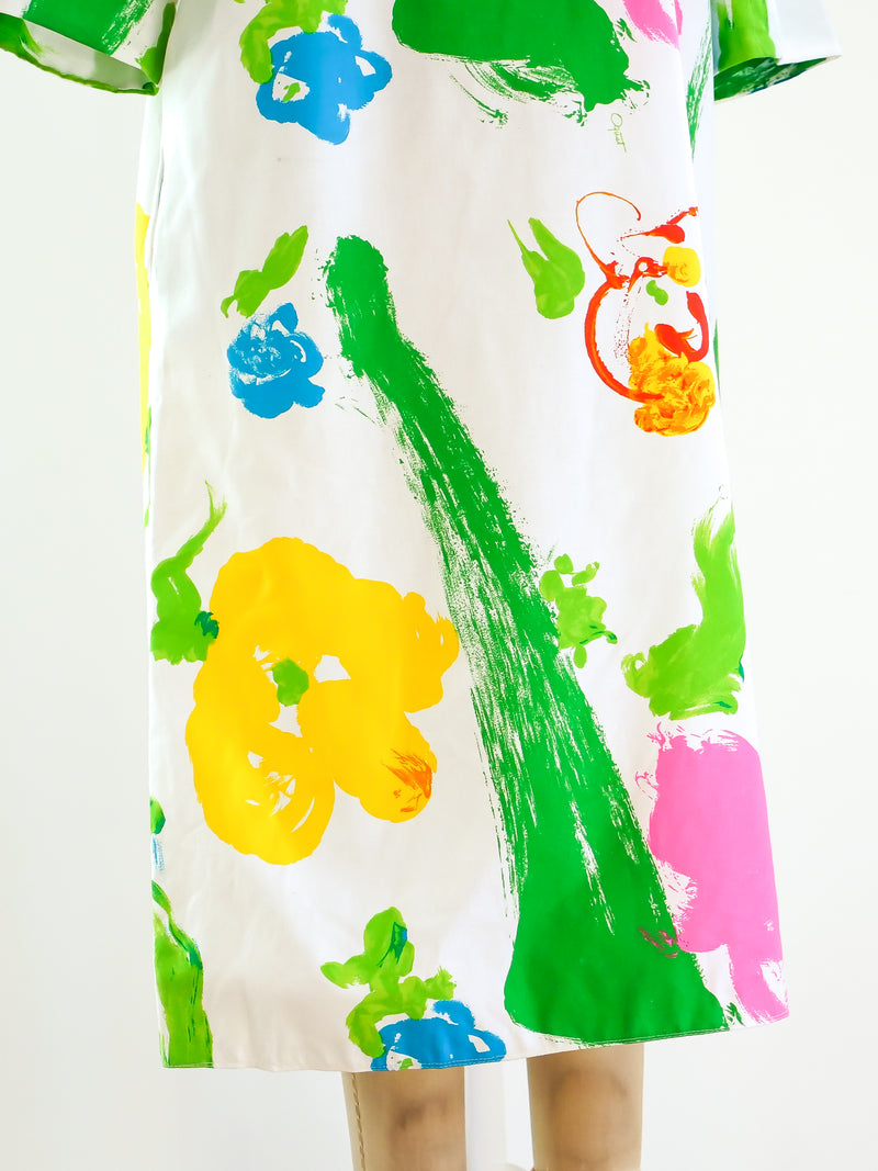 Catherine Ogust Neon Floral Printed Tunic Dress Dress arcadeshops.com
