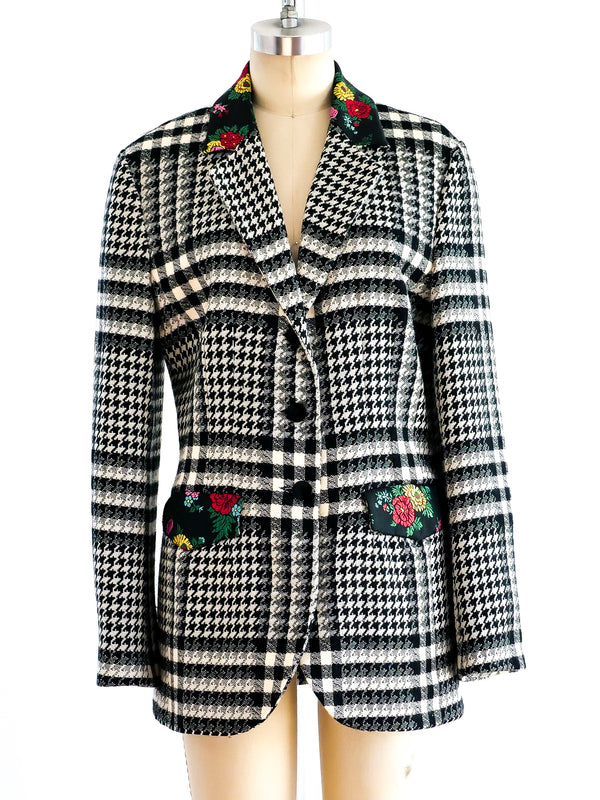 Kenzo Floral Embellished Houndstooth Jacket Jacket arcadeshops.com