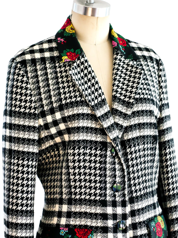 Kenzo Floral Embellished Houndstooth Jacket Jacket arcadeshops.com
