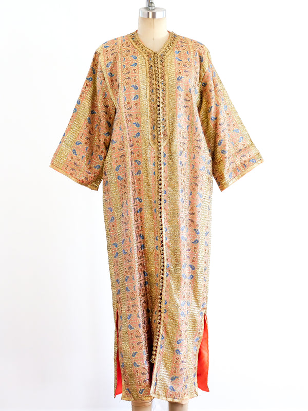 Metallic Peach Brocade Duster Jacket arcadeshops.com