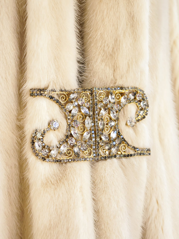 Mink Coat with Rhinestone Buckle Jacket arcadeshops.com