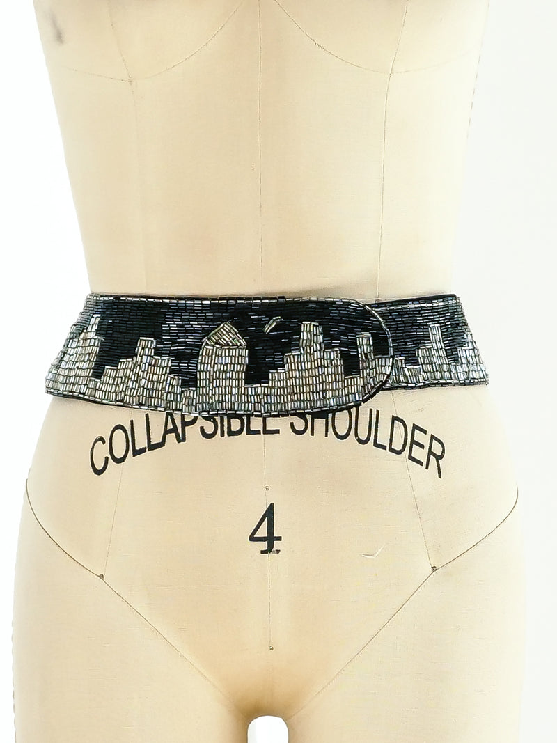 1980's Beaded Cityscape Belt Accessory arcadeshops.com