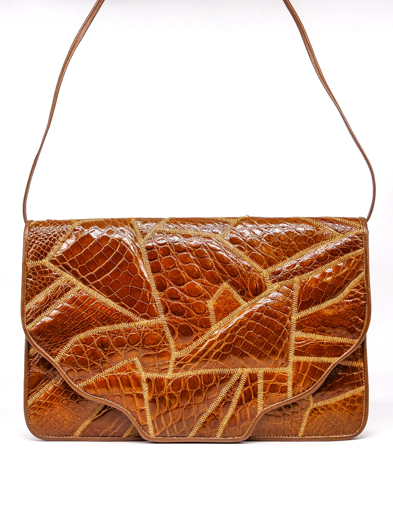 Patchwork Croc Embossed Convertible Clutch Accessory arcadeshops.com