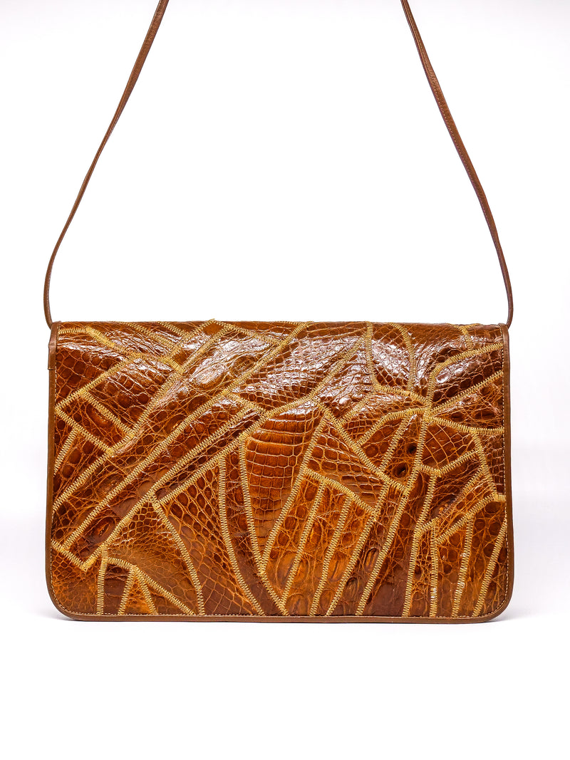 Patchwork Croc Embossed Convertible Clutch Accessory arcadeshops.com