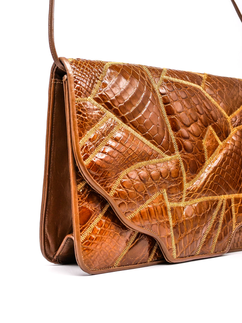 Patchwork Croc Embossed Convertible Clutch Accessory arcadeshops.com