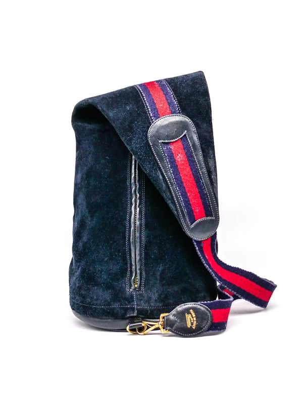 Gucci Navy Suede Web Bag Accessory arcadeshops.com