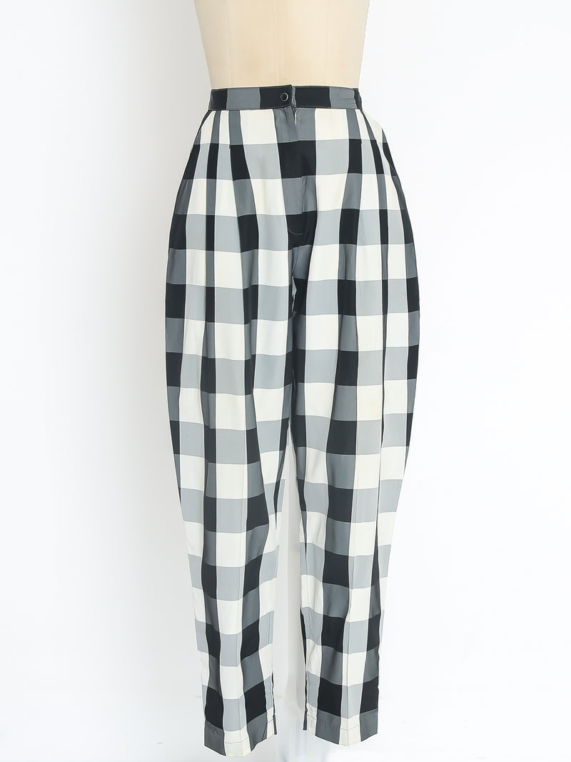 Norma Kamali Gingham Check Pants Bottom arcadeshops.com