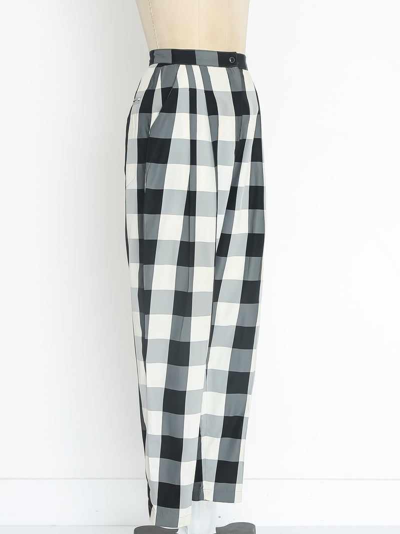 Norma Kamali Gingham Check Pants Bottom arcadeshops.com