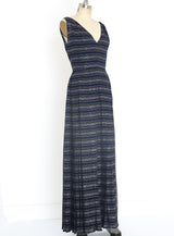 Jean Patou Lurex Stripe Pleated Gown Dress arcadeshops.com