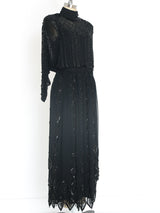 Deco Inspired Beaded Chiffon Gown Dress arcadeshops.com