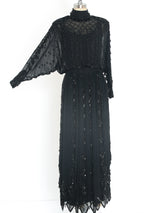Deco Inspired Beaded Chiffon Gown Dress arcadeshops.com
