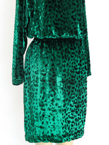 Yves Saint Laurent Emerald Velvet Skirt Ensemble Suit arcadeshops.com