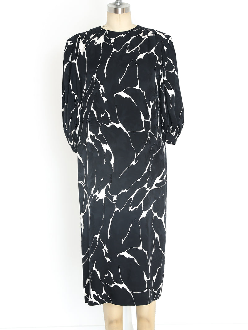 Graphic Black and White Printed Silk Dress Dress arcadeshops.com
