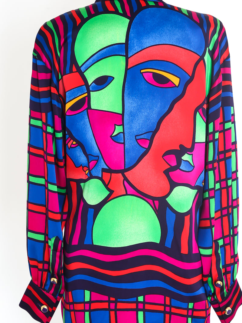 Escada Neon Face Print Silk Shirt Top arcadeshops.com