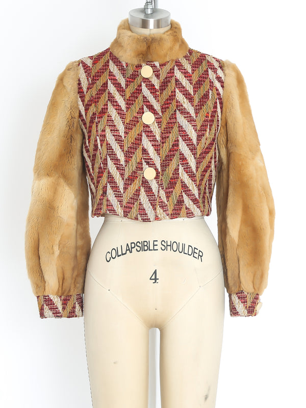 Chloe Fur Sleeve Cropped Jacket Jacket arcadeshops.com