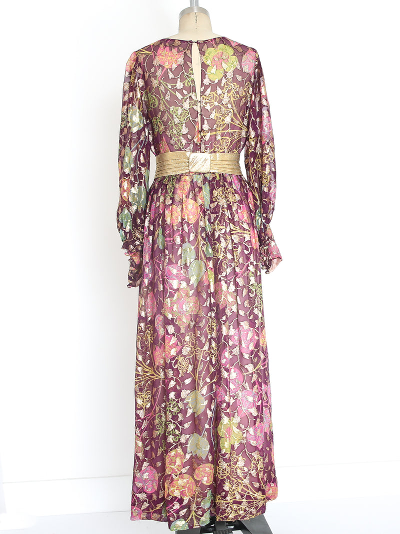 Christian Dior Metallic Floral Gown Dress arcadeshops.com