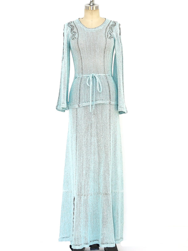 Blue and silver knit ensemble Suit arcadeshops.com