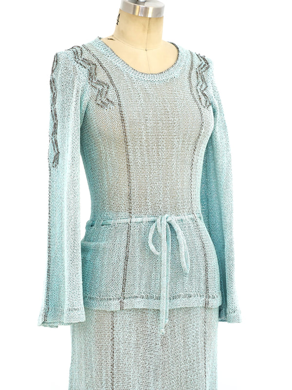 Blue and silver knit ensemble Suit arcadeshops.com