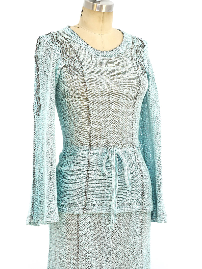 Blue and silver knit ensemble Suit arcadeshops.com