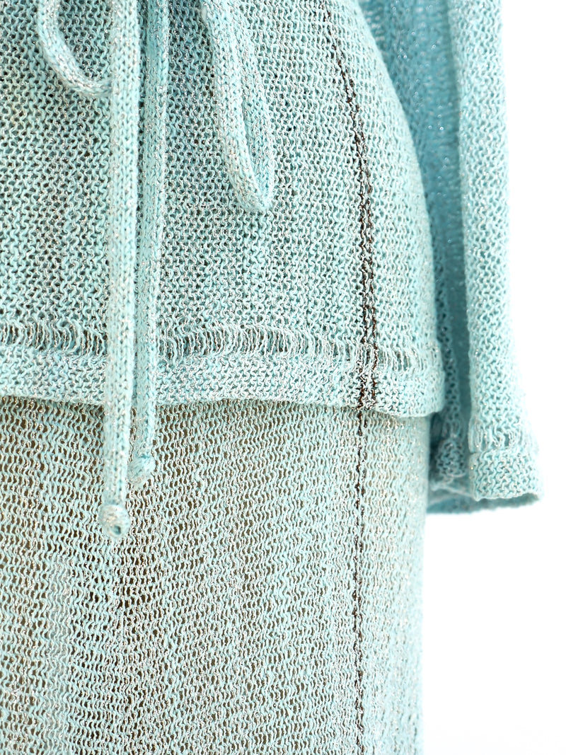 Blue and silver knit ensemble Suit arcadeshops.com