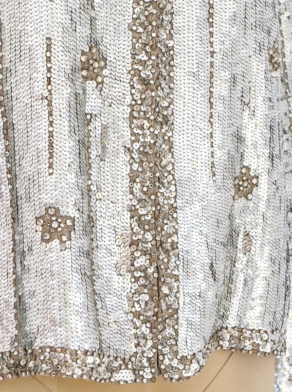 Silver Sequin and Rhinestone Embellished Jacket Jacket arcadeshops.com