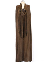 Mali Copper Plisse Pleated Maxi Dress Dress arcadeshops.com