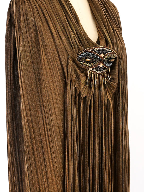 Mali Copper Plisse Pleated Maxi Dress Dress arcadeshops.com
