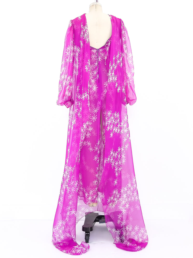 Galanos Printed Silk Chiffon Gown Dress arcadeshops.com