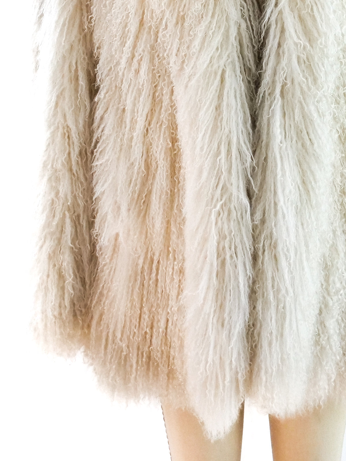 White Mongolian Lamb Fur Coat