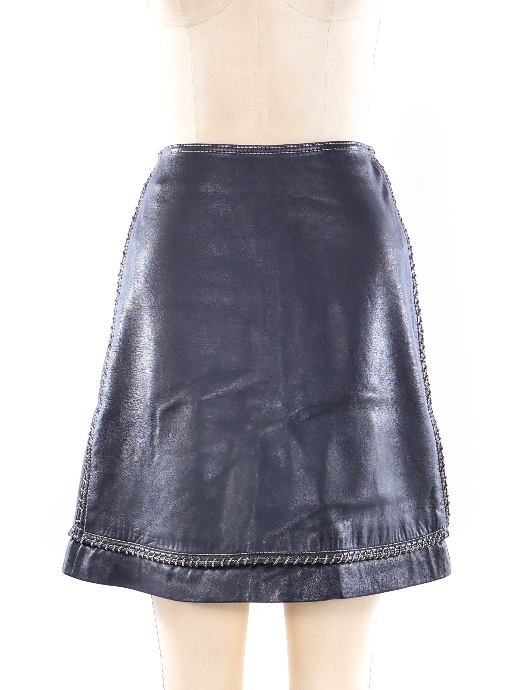 Versace leather cheap mini skirt