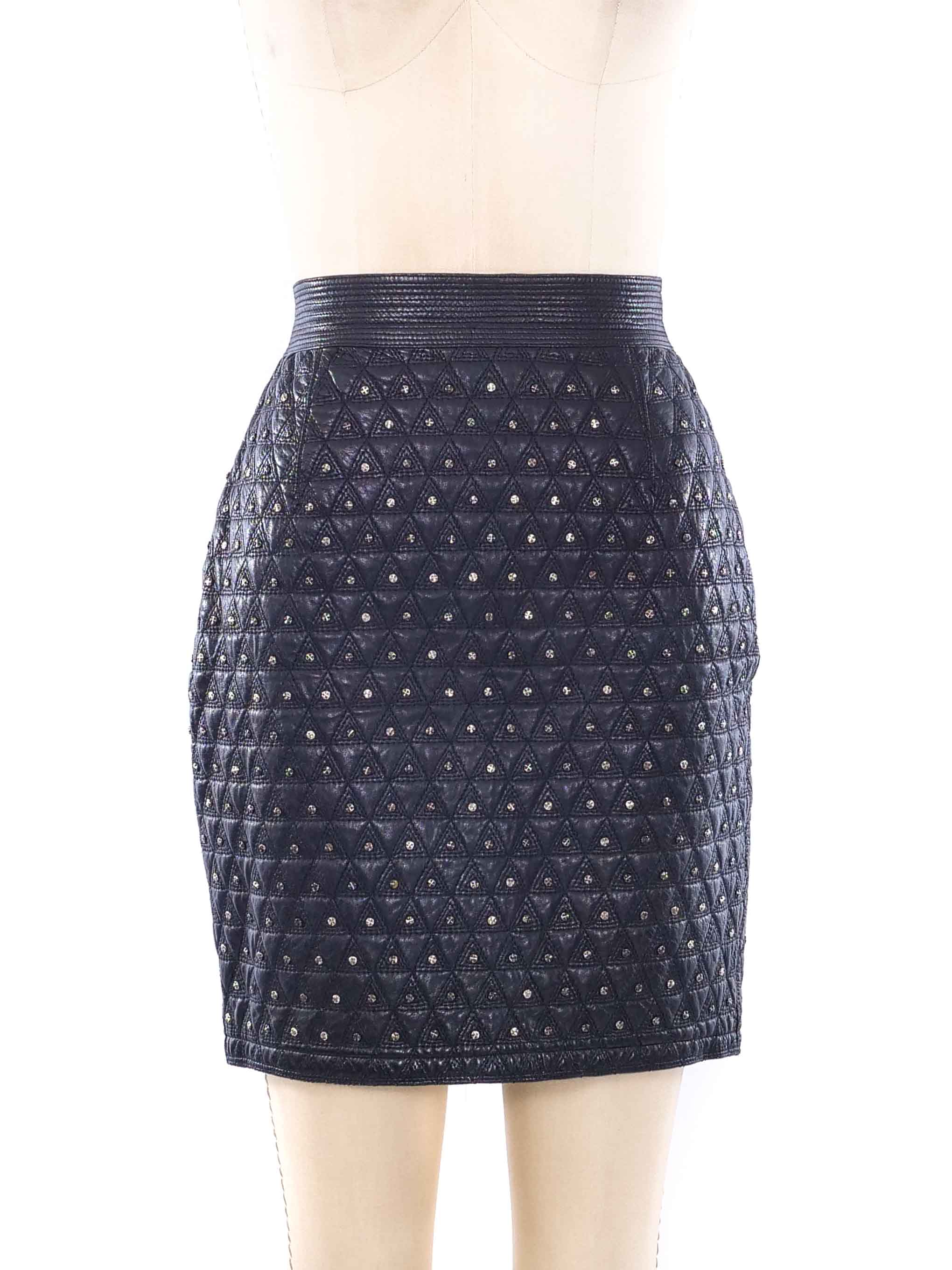 Versace leather hotsell pencil skirt