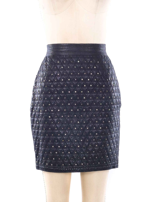Gianni Versace Embellished Quilted Leather Skirt Bottom arcadeshops.com