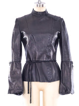 Gucci Bell Sleeve Leather Motorcycle Jacket Jacket arcadeshops.com